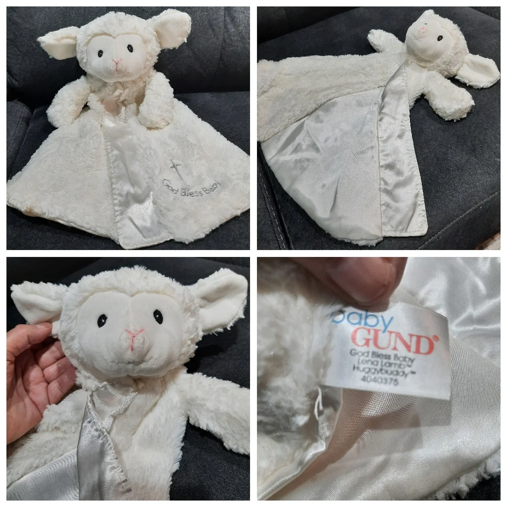 Lena Lamb Lovey white plush blanket Gund bless baby